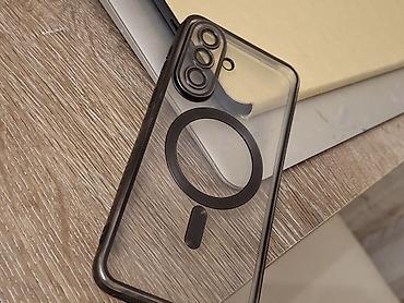 Mobil telefon və aksesuarlar: Şəffaf, qara konturlu MagSafe dəstəkli telefon qabı - Material: çevik — 1