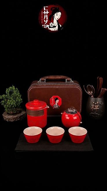 su cen: Çay dəsti, rəng - Narıncı, Keramika, 3 nəfərlik, Yaponiya — 9