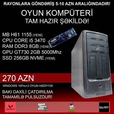 Masaüstü kompüterlər və iş stansiyaları: Oyun üçün Kompüter "Gaming Core i5 3470 GT730 2GB 256GB NVME” ⭐Tək -da lalafo.az — 1 Masaüstü kompüterlər və iş stansiyaları: Oyun üçün Kompüter "Gaming Core i5 3470 GT730 2GB 256GB NVME” ⭐Tək — 1
