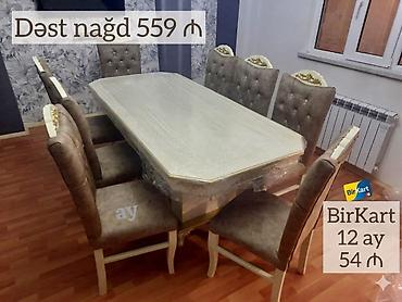 ay: Qonaq otağı üçün, Yeni, Açılmayan, Dördbucaq masa, 6 stul — 2