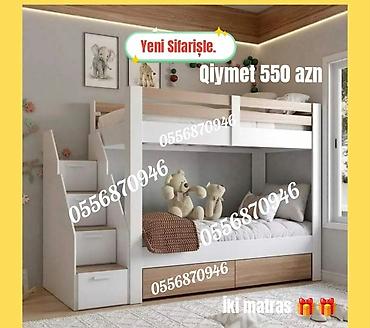Uşaq mebeli: Oğlan və qız üçün, Yeni, Çarpayı, Matras ilə, Siyirməli, Laminat — 5