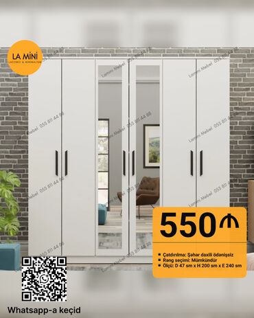 Divanlar: Yeni, Açılan, 4 qapılı Düz dolab, Qarderob, paltar dolabı, Azərbaycan