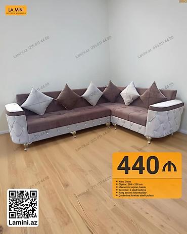 Mebel: Künc Divan - Ölçülər: 280 × 200 sm - Mexanizm: açılan, bazalı (yataq — 1