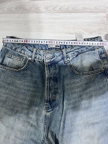 Kişi geyimləri: Geniş kəsimli mavi jeans şalvar - Material: qalın denim (pambıq — 5