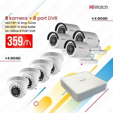 ekşn kamera: HiWatch tərəfindən istehsal edilmiş, 8 kamera və 8 portlu DVR dəstini