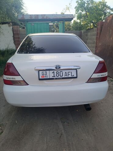 ролик для авто: Белый седан Toyota Mark II Grande с тонированными задними стеклами и
