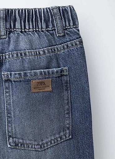 paraşut şalvarlar: Zara oğlan cinsi şalvarı. Mavi yuyulmuş denim parçadan hazırlanmış — 4