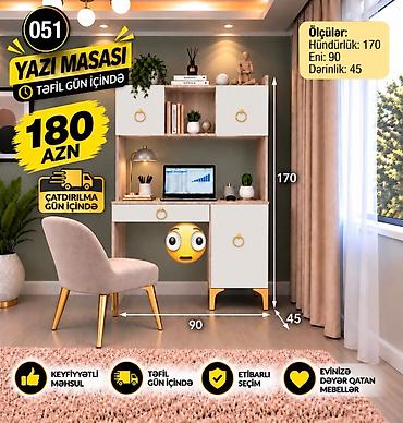 Yazı masası – funksional və estetik dizayn Ölçülər: - Hündürlük: 170