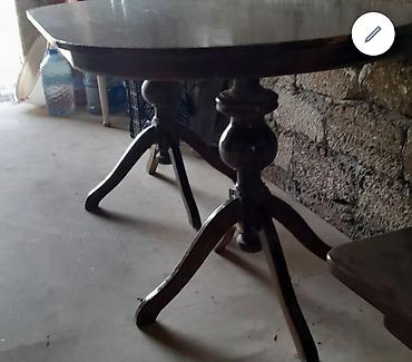 lalafo masa: Oval formalı taxta masa - Material: bərk ağac, cilalanmış səth - — 1