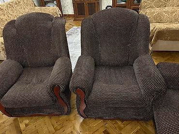 mebel stenka: Klassik qonaq otağı dəsti – 1 böyük divan + 2 kreslo - Model: Yumşaq — 3