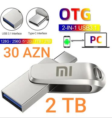 USB və TYPE C çıxışlıdır yaddaş 2 TB