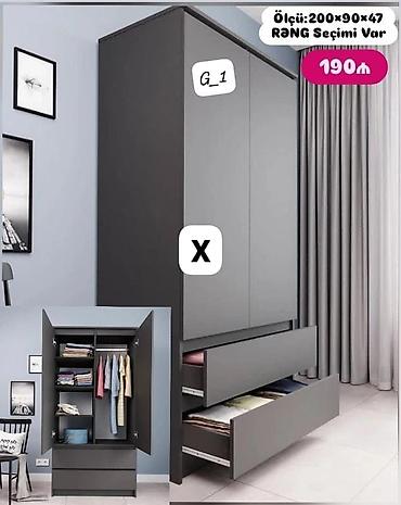 Dolablar: 3 qapılı dolab, müasir və yığcam dizaynda təqdim olunur. Model həm — 1
