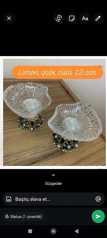 Ev və bağ: Şüşə dekorativ qablar – 2 fərqli model - Limon qabı cütü – 12 AZN — 1