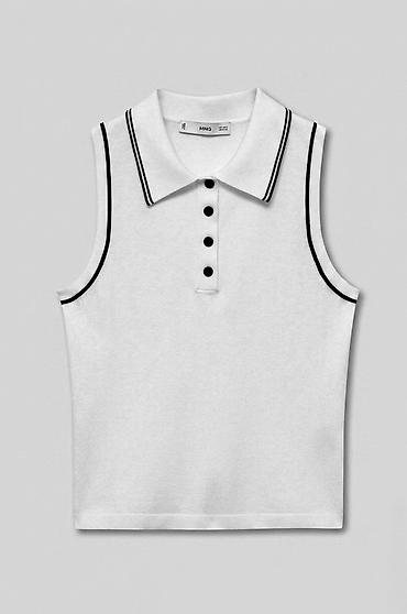 ростовые фигуры: Mango piped polo - Цвет: белый с контрастной чёрной окантовкой по — 1
