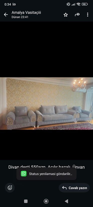 Divanlar: İşlənmiş, Divan, 2 kreslo