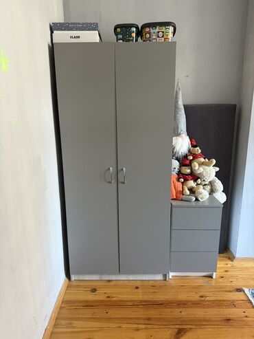 двухъярусные кровати со шкафом: Məhsul: Boz rəngli şkaf və 3 çekmeceli tumbanın dəsti - Minimalist