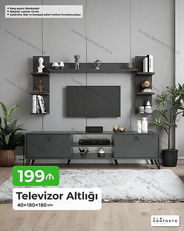 matras alti: Televizor altlığı və asma rəf-dolab dəsti - Ölçü: 40×180×180 sm - — 1