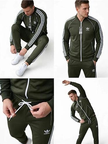 Muški komplet trenerke – tamnozelena boja, Adidas Originals stil -