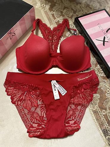 Личные вещи: Victoria’s Secret qadın lingerie dəsti – qırmızı rəng Amerikadan — 2