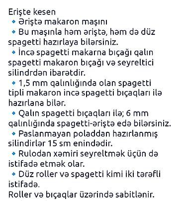 kuxna kranti: Erişte ve spagetti kesen,xemir açan.Qiymet-33 m — 4