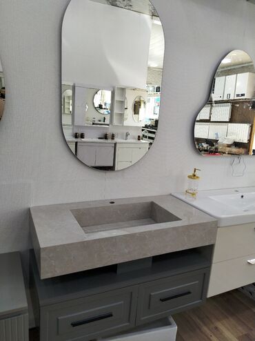 su turbaları: Mərmər görünümlü inteqrə lavabo və konsol - Modern minimal dizayn