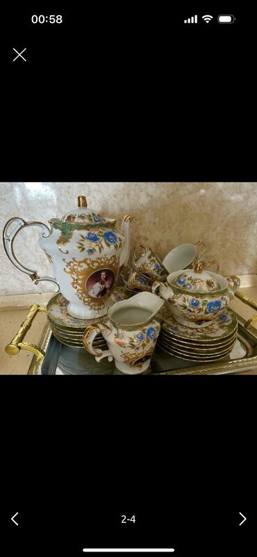 Süfrə qab-qacaqı: Çay dəsti, Bohemia, 6 nəfərlik, Çexiya