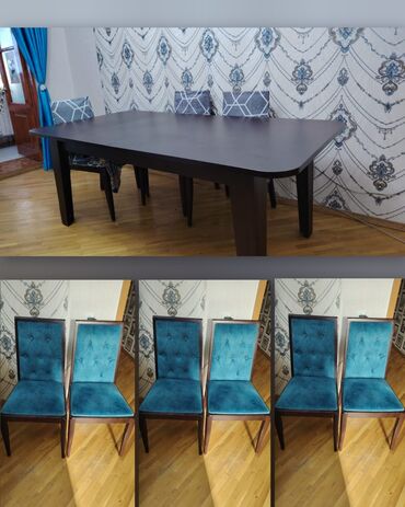Masa və oturacaq dəstləri: Qonaq otağı üçün, İşlənmiş, Kvadrat masa, 12 stul