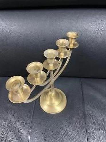 Sveće i svećnjaci: Mesingani svećnjak sa 7 krakova - Materijal: liveni mesing, zlatne — 7