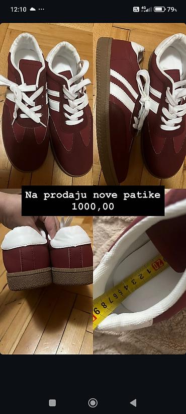 patike za more: Bordo patike sa belim detaljima i pertlama, klasičan retro stil — 1