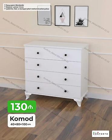 Komodlar: Ağ rəngli komod - Ölçülər: 40 × 80 × 100 sm - Material: 18 mm laminat — 1