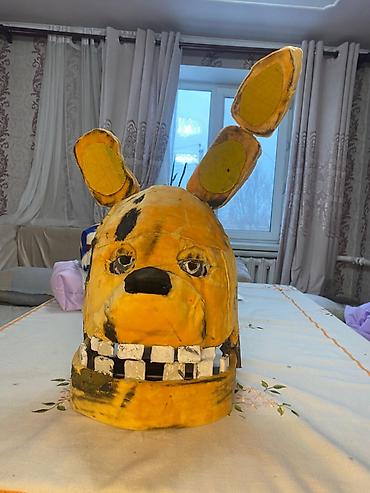 Карнавальные костюмы: Крафтовая маска-аниматроника в стиле кролика (жёлтая), для косплея и — 7