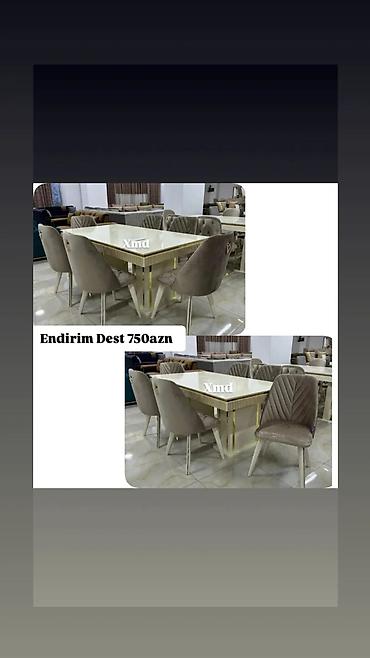 Endirim Dəst – 750 AZN Yemək otağı dəsti: - Dördkünc, parlaq krem