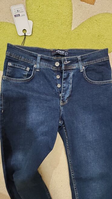 женские зеленые брюки: Джинсы M (EU 38), цвет - Синий