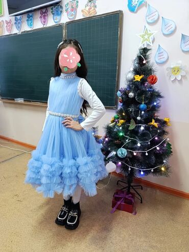 обувь на годик: Детское платье, цвет - Голубой, Б/у