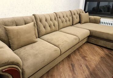 угловой диван с ящиками: Угловой диван, цвет - Коричневый, Новый