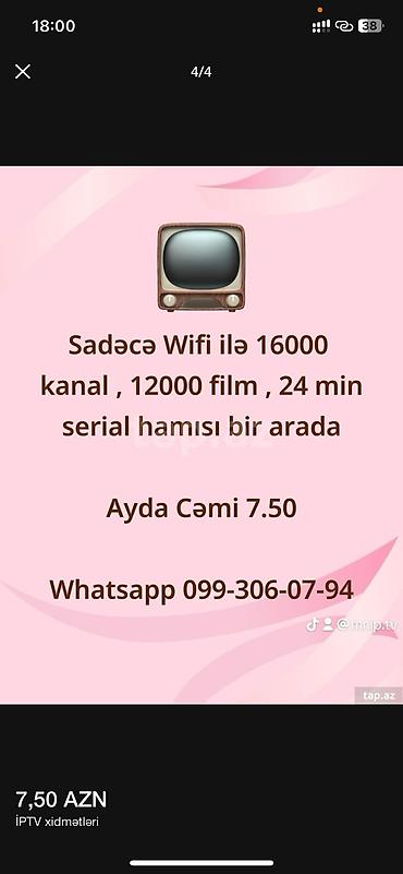 IPTV xidmətləri – kabelsiz və aparatsız, sadəcə Wi‑Fi ilə. • 16 000+