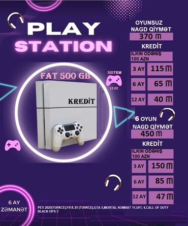 PS4 (Sony Playstation 4): Playstation 4 nagd ve kredit cemi 10 deq erzinde onlayn senedlesme fat