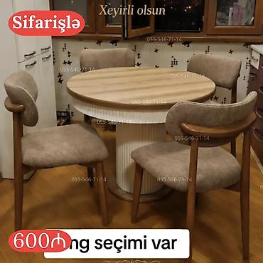 Dairəvi yemək stol-u və 4 ədəd stul dəsti - Dizayn: İsti taxta