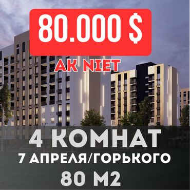 Продажа домов: 4 комнаты, 80 м², Элитка, 7 этаж, ПСО (под самоотделку)