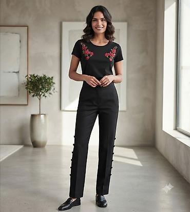 massimo dutti baletanke: Komplet: Pantalone i Majica.Ženske crne pantalone sa dekorativnim — 1