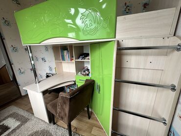 изготовление кухонной мебели: Детский гарнитур, цвет - Зеленый, Б/у