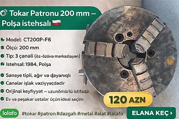 dəzgah drel: Tokar dəzgahı patronu 200mm
СТ200П-Ф6 
Polşa istehsalı 1984 — 5