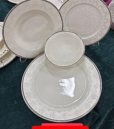 satovi cena: Set tanjira – 24 delova, elegantni porcelan/keramika u krem-beloj — 2
