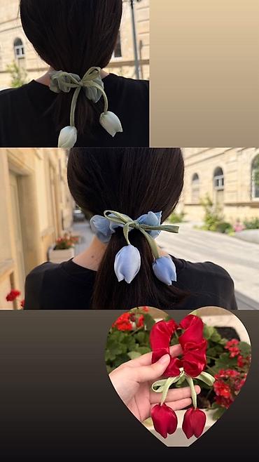 sac rezini: Tulpan formalı saç aksesuarı – elastik rezin scrunchie - Dizayn — 6
