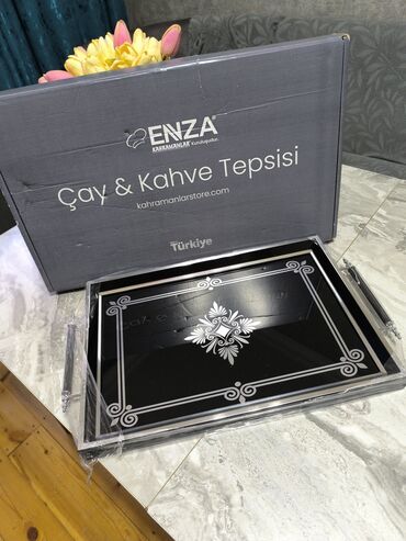 fasad daş: ENZA Çay & Kahve Tepsisi – Türkiyə istehsalı - Brend: ENZA
