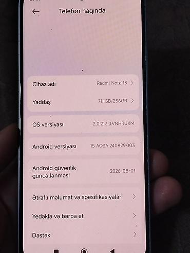 macbook m2 air: Redmi 13, 256 GB, rəng - Mavi, Barmaq izi — 5
