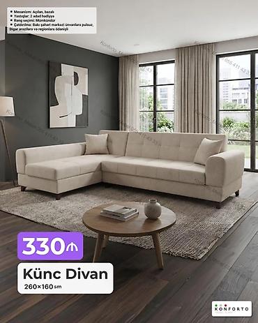 Ev və bağ: Künc Divan – müxtəlif modellər Ölçülər: - 260×160 sm (bir neçə model) — 10