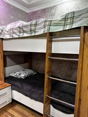 двухъярусная кровать для детей: Oğlan və qız üçün, İşlənmiş, Çarpayı, Matras ilə, Siyirməsiz