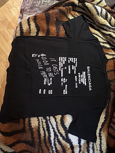 Футболки: Balenciaga qara T‑shirt - Rəng: qara - Ön hissə: mərkəzdə ağ — 2
