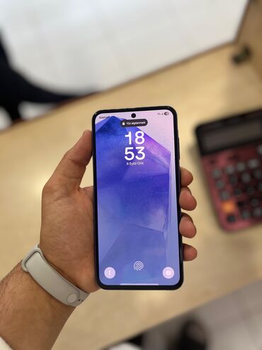 üz maşını: Samsung Galaxy A55, 128 GB, rəng - Göy, Barmaq izi